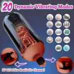20 Sucking 20 Vibration 4 Lang Voices Brown Automatic Male Masturbator Sex Toys Penis Pump For Men Upgraded Blowjob Toy Hands Free Pocket Pussy Male Stroker Adult Male Sex Toys 3D Realistic Textured