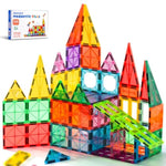 Magnetic Tiles, 135Pcs Magnetic Building Blocks With 2 Cars, Large Magnet Building Set,Stem Sensory Educational Toys Gift For Toddlers Kids Boys Girls.