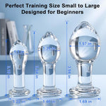 Smooth Glass Butt Plug Anal Training Kit for Beginners (Clear)