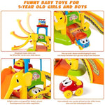 Toddler Toys For 1 2 Year Old Boys And Girls Gifts: Educational Elephant Slide With 4 Animal Car Toys For Baby 12-18 Months, First Birthday Gifts For Kids, Learning Push Truck Tracks Age 1-2