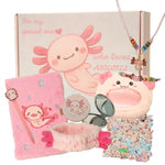 Axolotl Gift Set with Crossbody Bag, Diary, Pen, Jewelry, Mirror & Headband