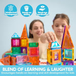 110Pcs Magnetic Building Tiles - 3D Magnet Tiles With Vehicle - Construction Blocks Set For Kids - Stem Sensory Learning Educational Toys Birthday Gift For 3 4 5 6 7 Year Old