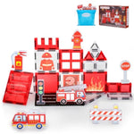 Magnetic Tiles, Firetruck Toys 3-5 Years Old, Fire Trucks For Toddlers 3-5, Magnetic Building Blocks For Kids, Stem Educational Construction Toys For Toddlers, Xmas Birthday Gifts For Boys And Girls