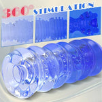 Male Pocket Pussy, Soft Stretch Reusable Adult Toy, Blue & Transparent