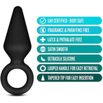 Anal Adventures Platinum Ultrasilk Silicone Retrieval Ring - Small Beginners Training 3 Inch Butt Plug Adult Toy - Latex And Phthalate Free - Sex Toys For Women Men Couples - Black