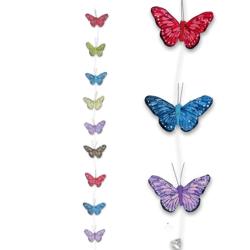 Butterfly Garland - Set Of 9 Vibrant Multi Colored Craft Butterflies - Party H
