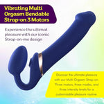 Multi-Orgasm Bendable Strap-On Dildo - 3 Motors Independently Controllable Adult Toy - G Spot Silicone Dildo Vibrator Clitoral Stimulator Toy - Soft Bendable Sexy Dildo (Blue - X-Large)
