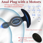 Anal Vibrators Vibrating Anal Beads With Dual Motors 10-Mode Stimulation Anal Sex Toy Butt Plug For Unisex Clitoris/Prostate Stimulator/Massage Anal Sex Toy (Dual Motors)