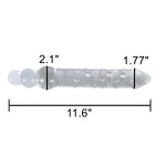 11.6" Massive Transparent Double Head Glass Dildo Huge Crystal Penis Female Masturbation With 3 Big Anal Beads Plug