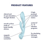 Triple Oh Vibrator Sex Toy | Adult Toys For Women | Multi Vibrator With 2 X 12 Vibration Modes | Vibrating Sexual Pleasure Device | Stimulation Vibrators | Female Wellness Tools (Blue)
