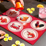 Bau Cua Ca Cop Game Set, Vietnamese Lunar New Year Dice Game With 15.7'' X 23.6'' Mat, 3 Gourd Fish Shrimp Crab Dice And Shaker Cup, Traditional Bau Cua For Party Gatherings And Celebrations