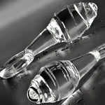 Glass Butt Plug With Pull Loop Anal Plug Prostate Massager With Spiral Texture, Long Neck And Tapered Head Fetish Anal Dilator Masturbation Sex Toy For Men Women, 5.90 X 1.77 Inch Transparent