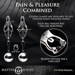 Deviant Monarch Weighted Nipple Clamps for Men, Women, and Couples, Adjustable Tension with Rubber Tips, Dual 8 Oz Weights, Metal Construction, 1 Count Restraint Accessory