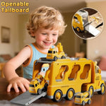 Construction Truck Toys Set For Kids Aged 1 2 3 4 5 6 7 8, Truck Playset With Toy Cars, Light And Sound, Movable Parts Construction Toys For Toddlers, Birthday Gifts For Boys Girls 2-4 4-7