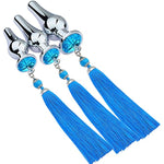 Stainless Steel Anal Plug Butt Plug Tassels Trainer Set With A Pair Of Nipple Clips Anal Massager Sex Toy For Men Women Unisex Gay(L,Yellow)