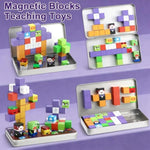 45Pcs Mini Magnetic Building Blocks Travel Set, Stem Sensory Educational Cubes Tiles With Iron Box, Christmas Learning Gifts For Toddlers, Boys & Girls Ages 3-8 (Zombies)