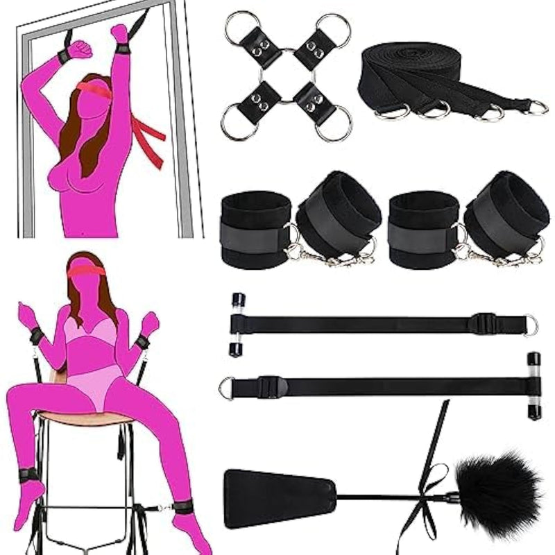 Sex Restraints Bondage Kit Couple Sex Toys, 7Pcs Wrist To Ankle Bondage Cuffs Bed Door Bondage Sets Restraints Kit Sexual Tools, Bdsm Kit Sex Straps Bondage Gear & Sex Accessories For Adults & Couples