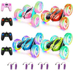 4Pack Remote Control Car Toys For Kids, 2.4Ghz Rc Stunt Cars With Wheel Lights, Drift High Speed 4Wd Off Road Double Sided 360° Rotating Cars, For Boys Girls.