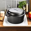 Pre-Seasoned Cast Iron Double Dutch Oven With Loop Handles, 5 qt