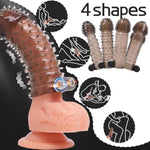 Vibrator Silicone Penis Sleeves Reusable Condoms Cock Rings Enlarger Penis Extender Sex Toy For Men Adult (A)