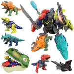 5-In-1 Dinosaur Transformer Toys For Kids - Build & Combine Dino Robot Set With Storage Head, Stem Construction Toy, Birthday For Boys Ages 3 4 5 6 7 8