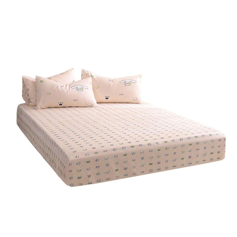 Cute Puppy Bedding Super Soft Fitted Sheet Twin Size 1 Pieces 100% Cotton Pink