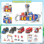 Kids Toys For 3 4 5 6 Years Old Boys, 29.5'' Large City Action Toddler Playset With Lights Sounds, Police & Fire Station Transform Track Toy With 4 Cars, Helicopter, Walkie-Talkie, Gifts For Boy Girl