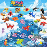 36 Pack Party Favors For Kids?Mini Ocean Animals Building Blocks Set ?Prize Box Toys For Kids Classroom, Easter Birthday Christmas Goodie Bag Fillers, Creative Stem Building Toys For Ages 6-12