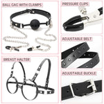 Bdsm Sex Bondage Breast Restraints, B To D Cup Chest Harness Boobs Cincher With Silicone Ball Gag & Nipple Clamps, Sex Harness Kinky Lingerie Bra Sm Games Sex Toys For Women Couples Beginner (Black)