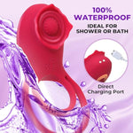 Vibrating Cock Ring With Rose Clitoral Stimulator–Premium Penis Ring Vibrator For Couples, Dual Rings For Enhanced Erection & Pleasure, Adult Sex Toys For Couples With Multiple Vibrations For Intimacy