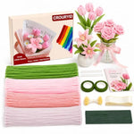 400 Pcs Pipe Cleaner Flower Kit, 8mm Chenille Stems for DIY Crafts