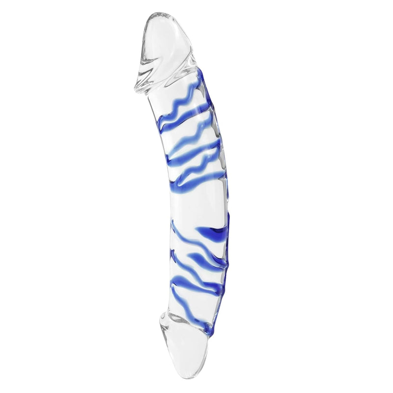 Double Ended Glass Dildo For Anal Vagina For Women,Big Realistic Crystal Penis With Raised Spiral Texture For G-Spot Stimulator Double Head Dong