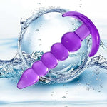 Super Soft Anal Plug Sex Toys Silicone Anal Plug,Anal Beads Silicone Butt Plug With Thin Neck & 5 Gradual Beads & Curved Base Butt Plug G-Spot Stimulation Sex Toy For Women Men Couple(Purple)