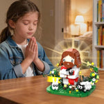 Jesus Building Block Set With Light, Nativity Toy Set With Good Shepherd, Animal Sheep & Bunny, Christian Construction Model Kit, Easter Gifts For Adults, Boys, Girls(400Pcs)