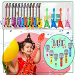 50 Pack Inflatable Rock Star Toy Set Includes 12 Pcs Inflatable Guitar 12 Pcs Inflatable Bass 24 Pcs Blow Up Microphone And 2 Pcs Air Pump For Children Musical Party Favors