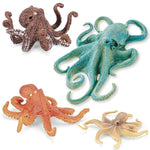 4Pcs Octopus Figurines Sea Animal Toys,Plastic Ocean Animals Toys Figures, Realistic Soft Sea Creatures Toys For Kids Boys Girls - Birthday Gifts For Kids Cake Toppers Decoration