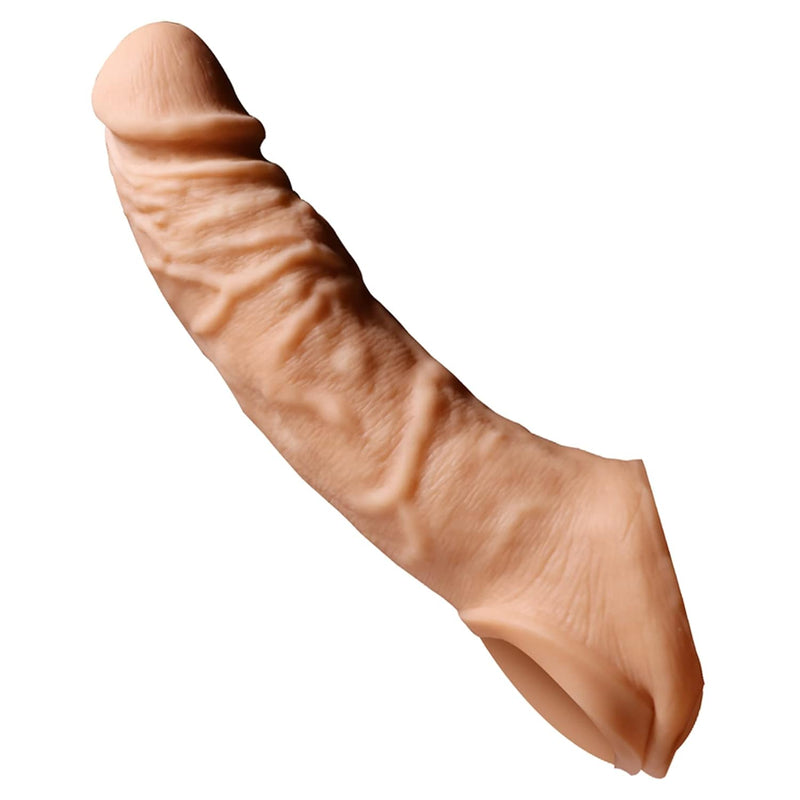 X-Large Penis Sleeve Cock Enlarger Male Length And Girth Extender Male Delay Ejaculation Enhancement Dual Support Sheath With Realistic Veins Texture For Men Couples Flesh