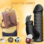 Vibrating Penis Sleeve Cock Vibrator Penis Extender Rabbit Sex Toy For Men,Remote Control Bullet Vibrator With 10 Vibration Modes For Prolonged,Male Erection Cock Ring Adult Toy For Couple (Black)