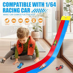 Flexible Race Track Toys For Kids 15 Ft With 4 Cars & Suction Cups, Portable Double Lane Racetrack Compatible With Hot Wheels & 1/64 Diecast Cars, Fun Car Ramp Track Set For Ages 3+(Blue & Red)