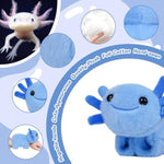 Huggers Axolotl,Stuffed Axolotl Slap Bracelet Plush With Long Hair,Cute Animal Book Buddy Slap Bracelets Plush Toy,Fun Axolotle Toys For Boys And Girls.(Blue)