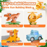 Marble Runs For Kids 4-8,Marble Run For Kids Ages 3-5 With Dinosaur Building Blocks, Montessori Learning Stem Building Toys With 4 Marble Track Compatible With Major Brands 10.04*10.04*10.63