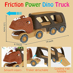 Dinosaur Car Toy For 2 3 4 5 Years Old Boys, Friction Power Carrier Truck With 4 Pack Small Pull Back Dino Car, Christmas Birthday Gift For 18+ Months Boy Girl Kids Toddlers