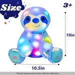 Light-Up Plush Blue Sloth Led Stuffed Animal Birthday Christmas Plushies Toy Gifts For Kids Toddler Girls, 10.5"