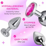 Anal Plug 3Pcs – Jeweled Butt Plugs – Luxury Anal Sex Toys – Steel Butt Plug For Men & Women – Sex Massage