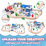 102Pcs Wooden Train Set For Toddlers, Wooden Train Track - Expandable And Changeable, Safe Educational Train Toys Gift For Boys & Girls Kids Ages 3-5 4-8, Compatible With All Major Brands