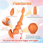 Anal Beads Anal Butt Plug With Removable Artificial Fur Fox Tail Silicone Adult Sex Toy For Prostate G-Spot Stimulation Anus Training Role Play Erotic Sex Game For Men Women Couple Black S