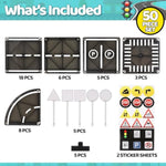 Magnetic Tiles Road Set - 50 Pcs Stem Educational Construction Toy Car Track, Building Blocks Magnet Toys For Toddlers, Safe For Ages 3+