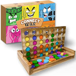 Connect War - 4 In A Row Table Top Game For 2-6 Players, Handcrafted Wooden Games For Family And Group Play, Four In A Row Wood Game
