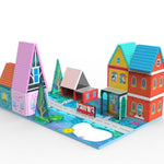 Magnetic Tiles Toy Set For Kids With 6 Large Square , Magnetic Blcok Fairytale Town Set, Magnetic Building Blocks With Road, Large Expansion Stem Building Magnet Toys For Ages 3-5 4-8 5-7 Boys Girls