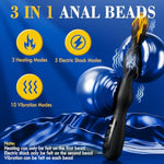 Vibrating Anal Beads Butt Plug Prostate Massager, Estim Anal Vibrators With 5 Electric Shock & 10 Vibrating & 3 Heating Modes, Prostate Stimulator Vibrator Dildo For Men Women Gay